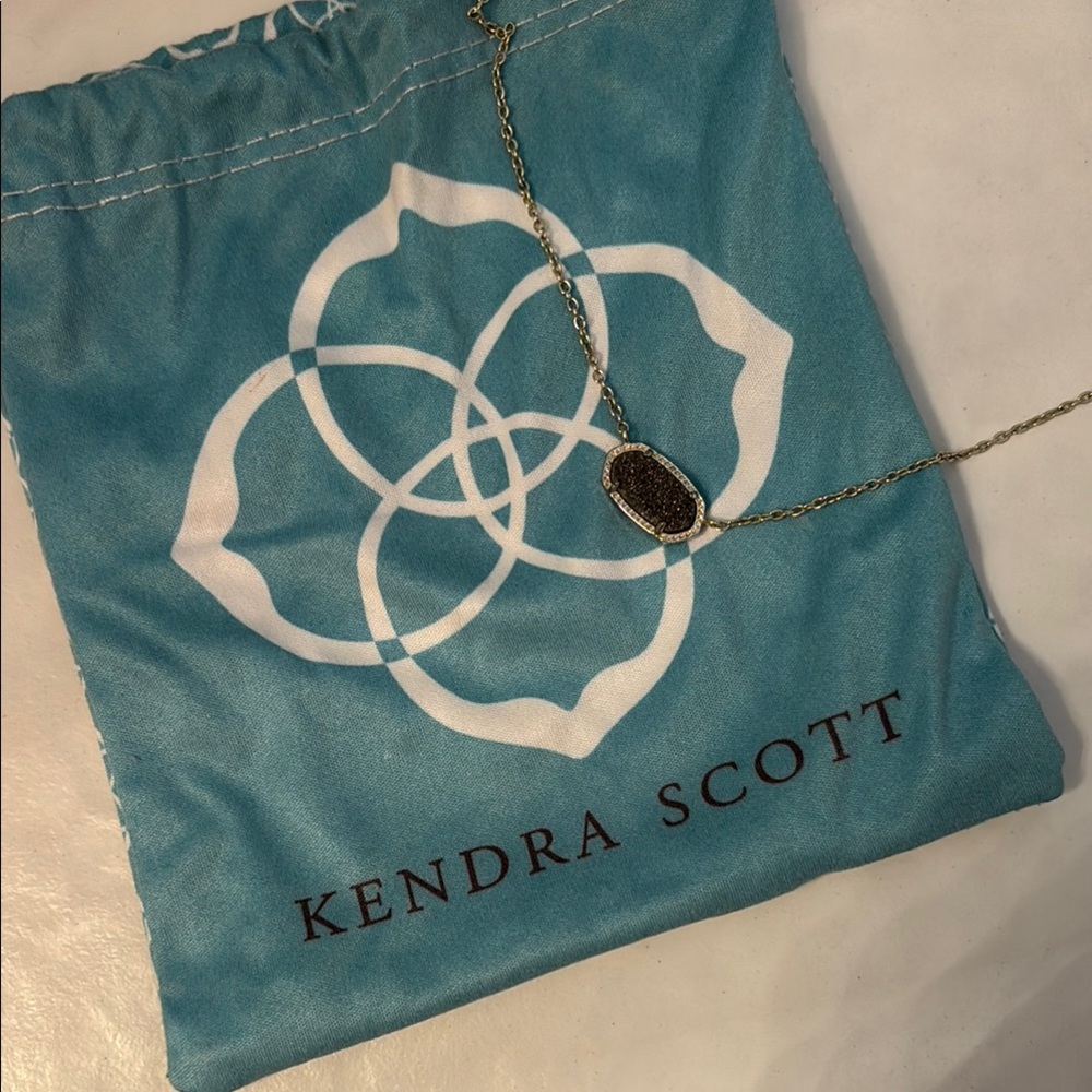 Kendra Scott Elisa Gold Necklace with Black Pendant